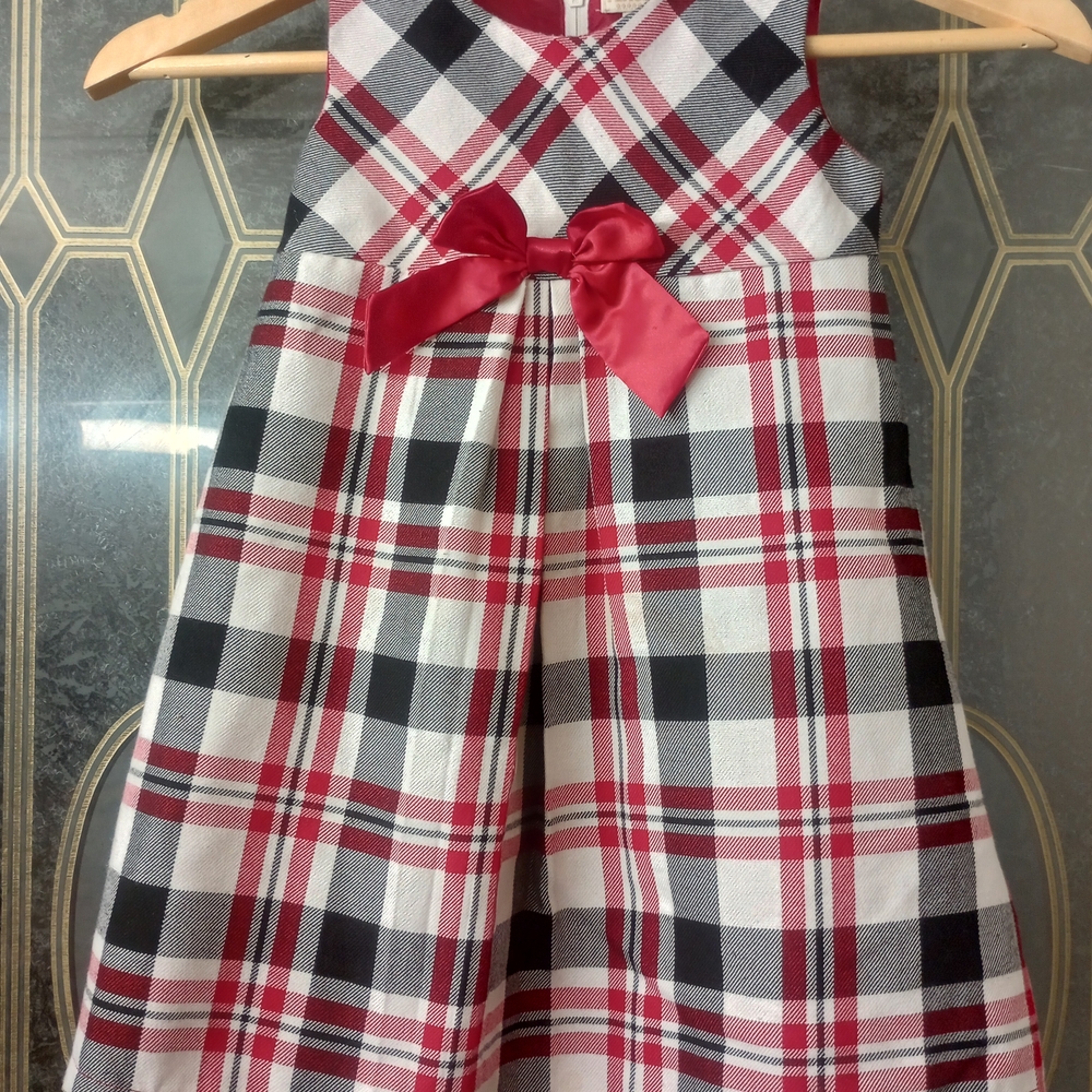The Children's Place Plaid Dress with Red Bow